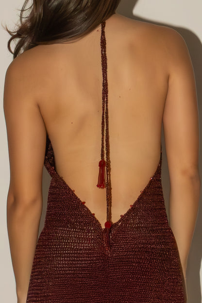 SHEBA DRESS WINE-RED